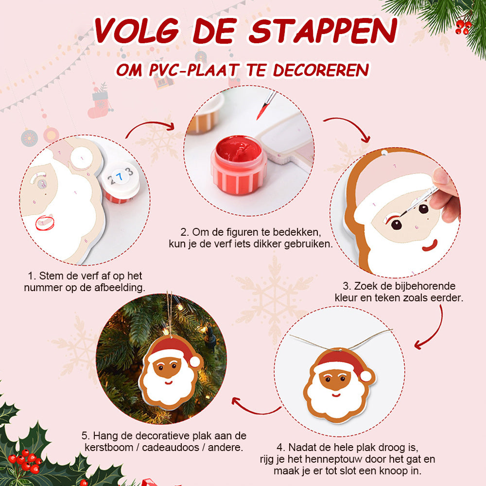8 Stuks Kerstversiering Schilderen op Nummers | Maan en Sterren Set