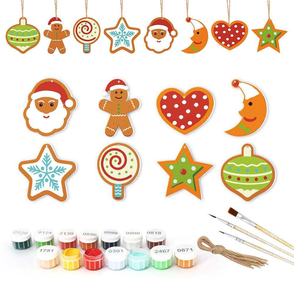 8 Stuks Kerstversiering Schilderen op Nummers | Maan en Sterren Set