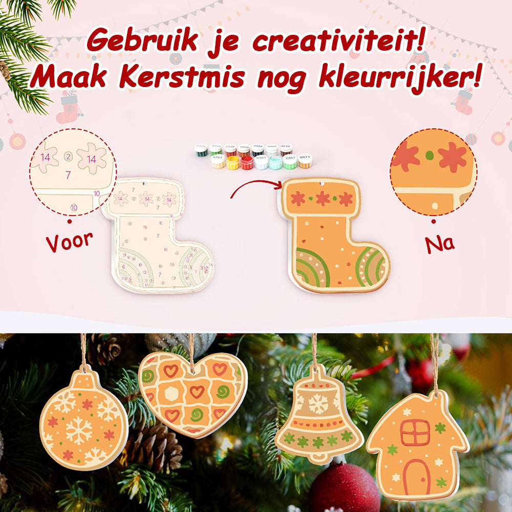 8 Stuks Kerstversiering Schilderen op Nummers | Oranje Versiering Set