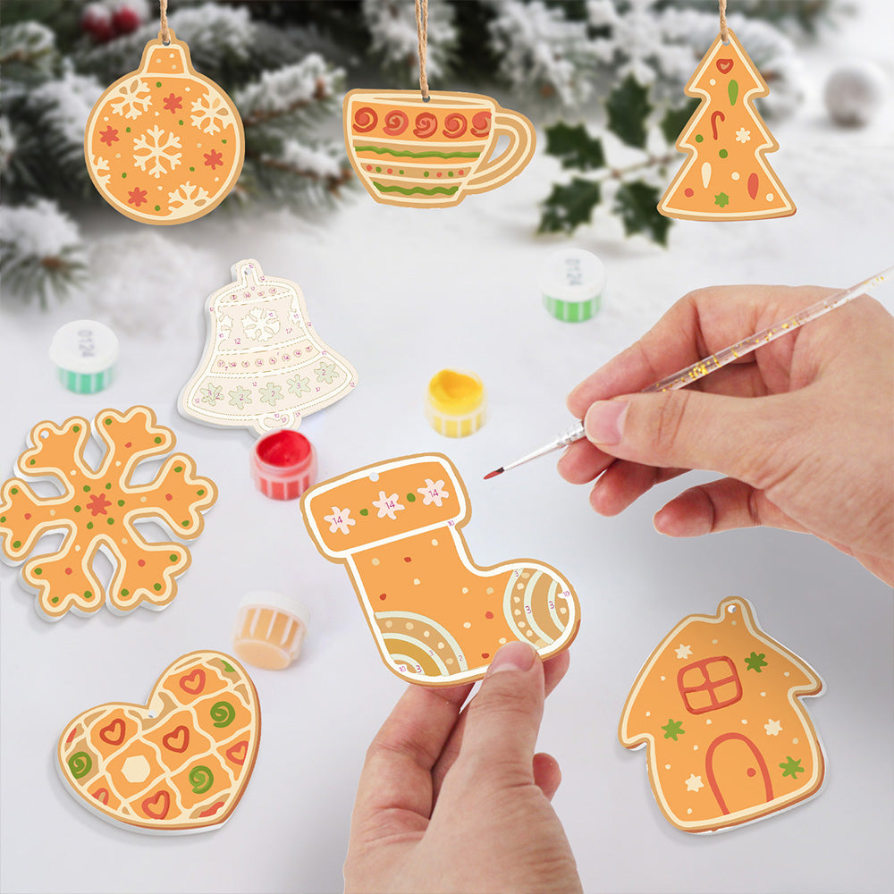 8 Stuks Kerstversiering Schilderen op Nummers | Oranje Versiering Set