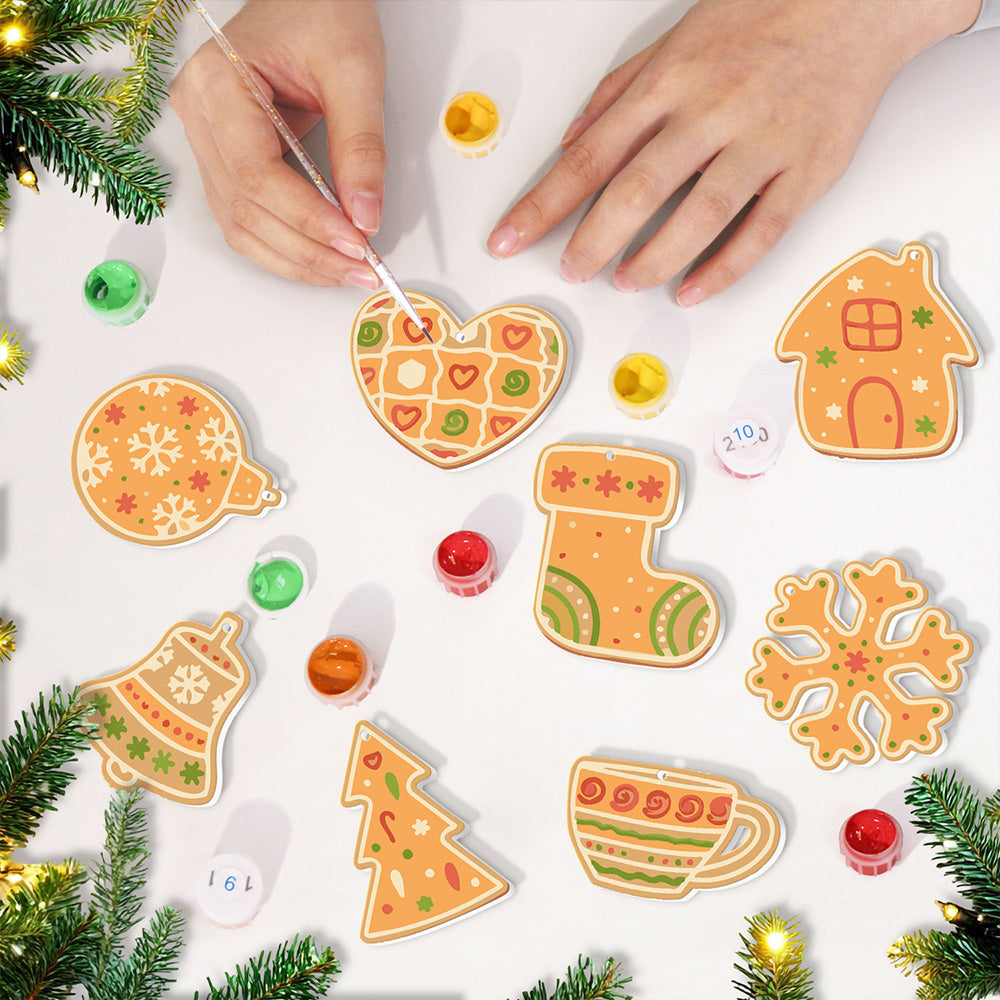 8 Stuks Kerstversiering Schilderen op Nummers | Oranje Versiering Set