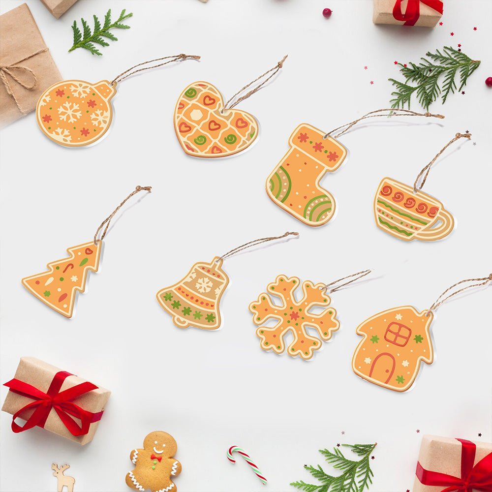 8 Stuks Kerstversiering Schilderen op Nummers | Oranje Versiering Set