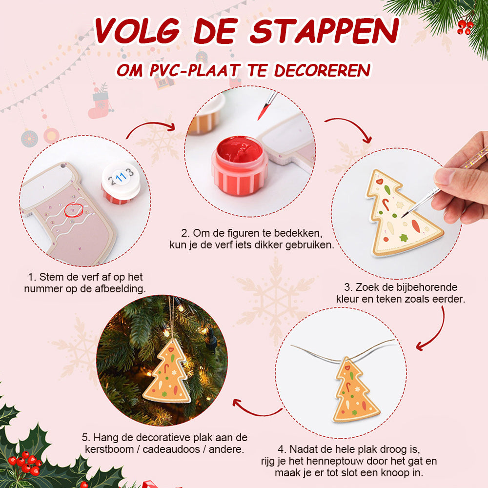 8 Stuks Kerstversiering Schilderen op Nummers | Oranje Versiering Set
