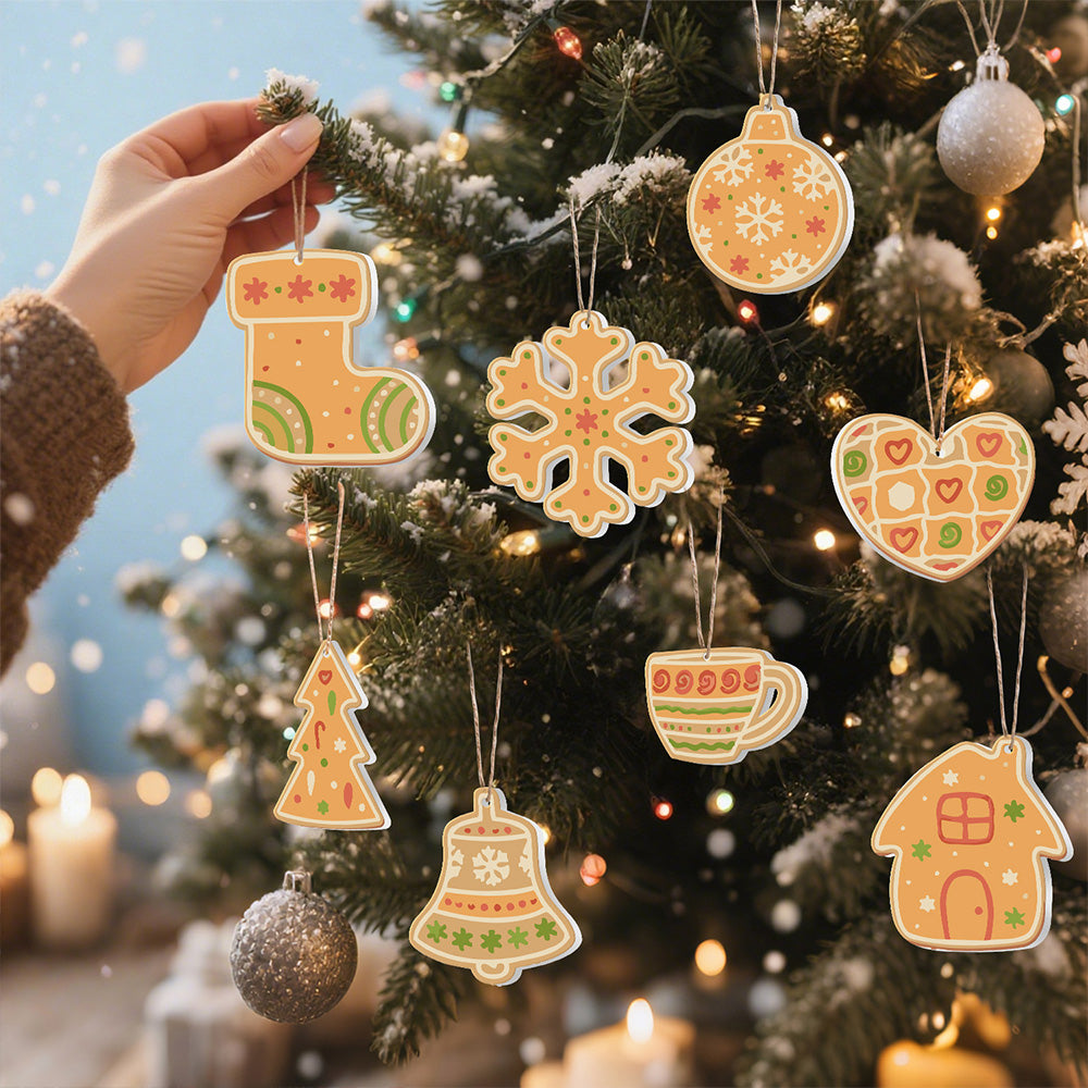 8 Stuks Kerstversiering Schilderen op Nummers | Oranje Versiering Set