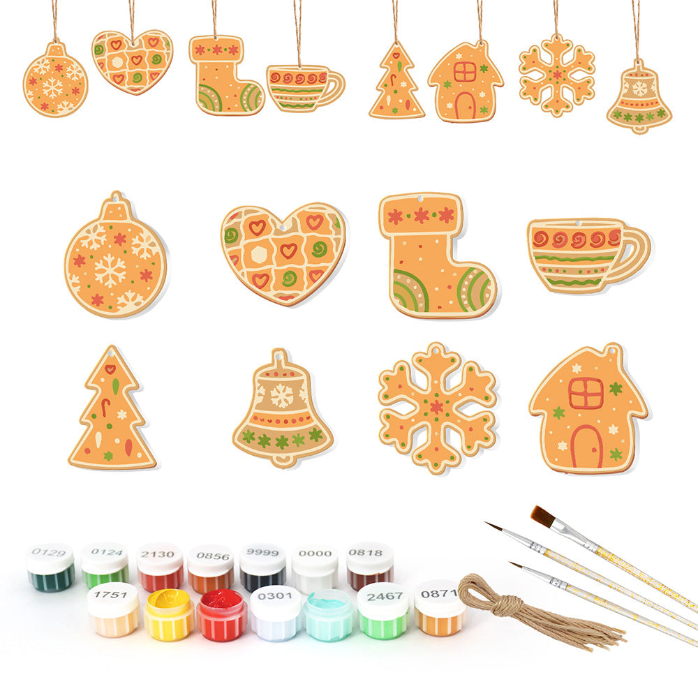 8 Stuks Kerstversiering Schilderen op Nummers | Oranje Versiering Set