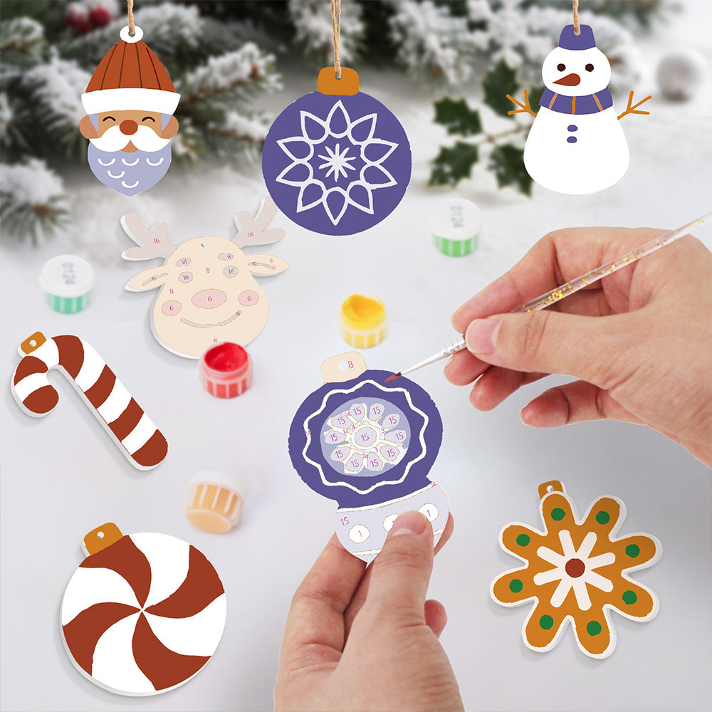 8 Stuks Kerstversiering Schilderen op Nummers | Paarse Versiering Set