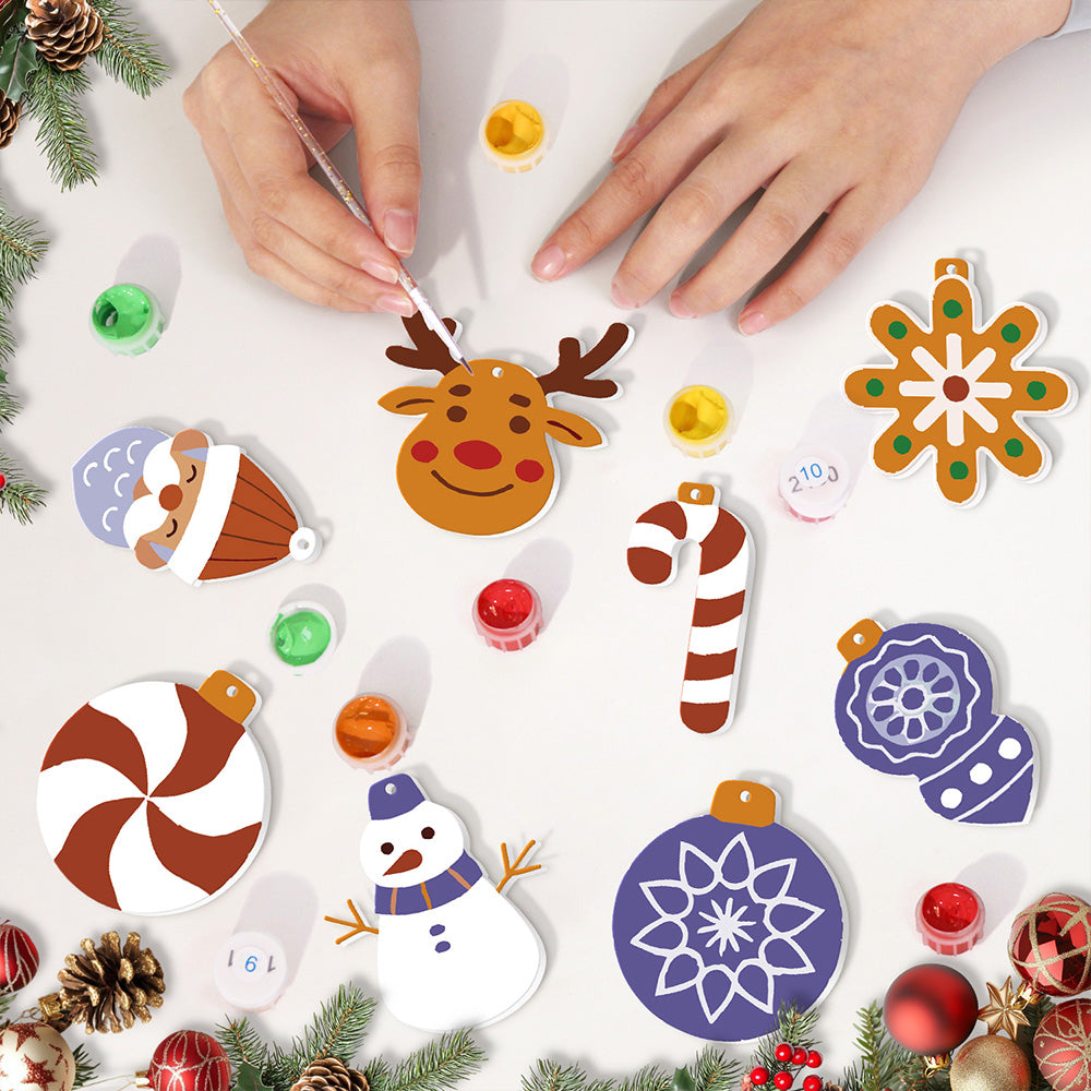 8 Stuks Kerstversiering Schilderen op Nummers | Paarse Versiering Set