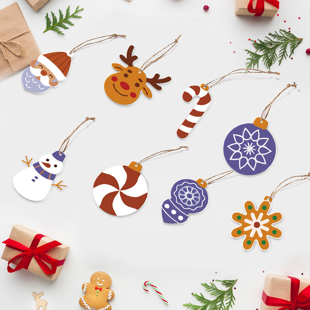 8 Stuks Kerstversiering Schilderen op Nummers | Paarse Versiering Set