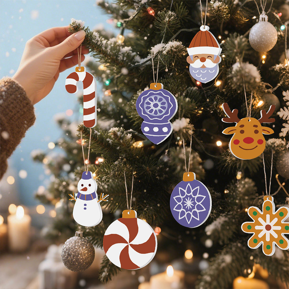 8 Stuks Kerstversiering Schilderen op Nummers | Paarse Versiering Set