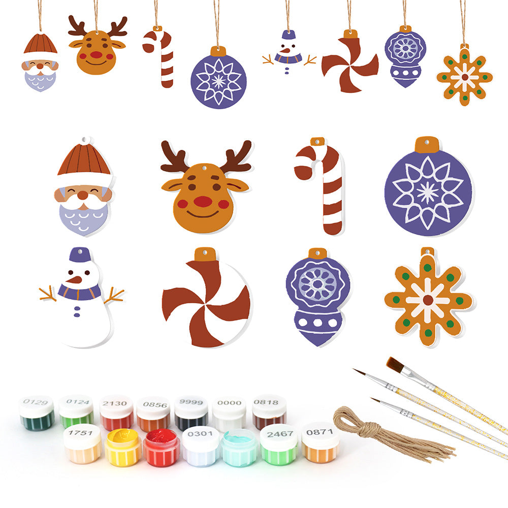 8 Stuks Kerstversiering Schilderen op Nummers | Paarse Versiering Set