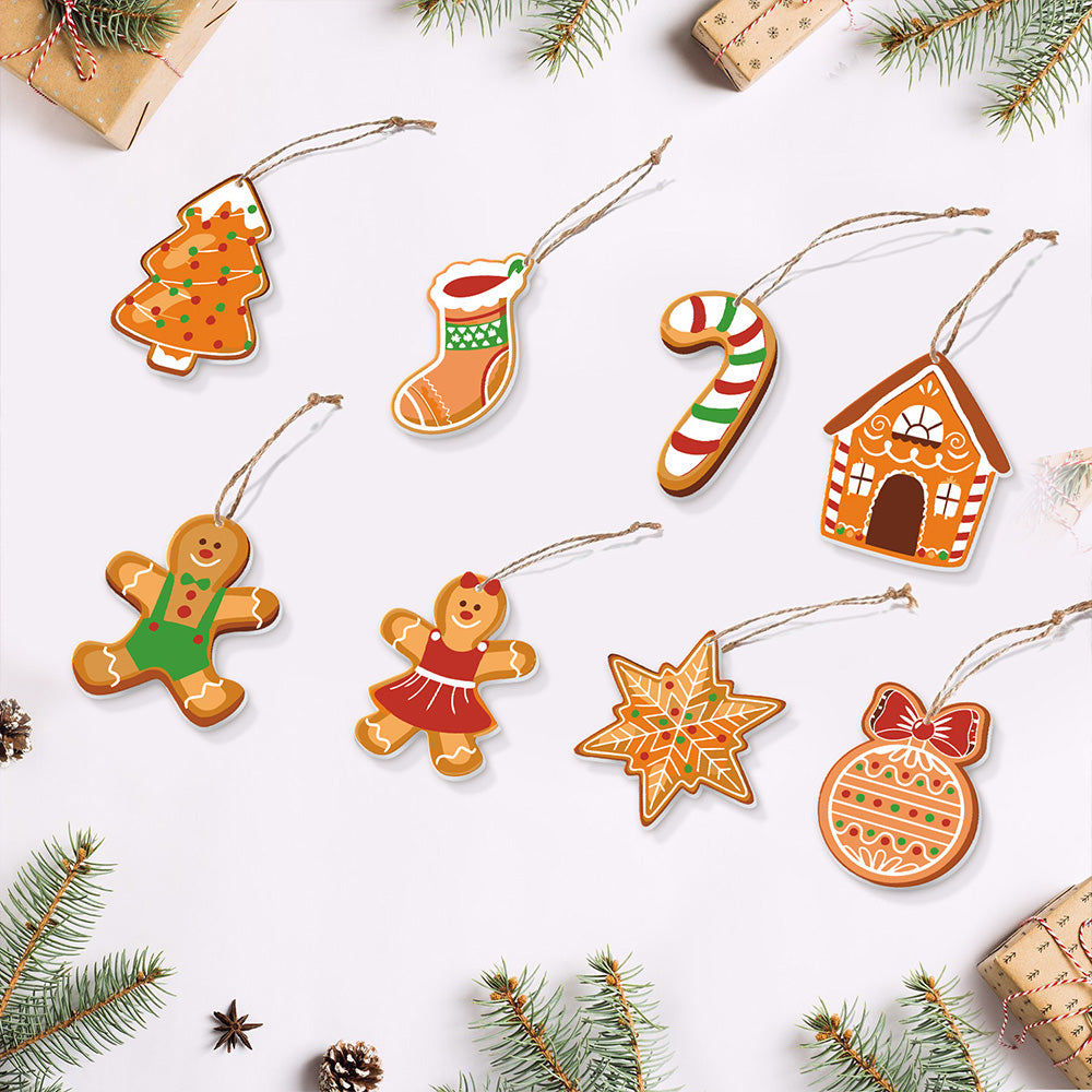8 Stuks Kerstversiering Schilderen op Nummers | Peperkoekmannetje Set