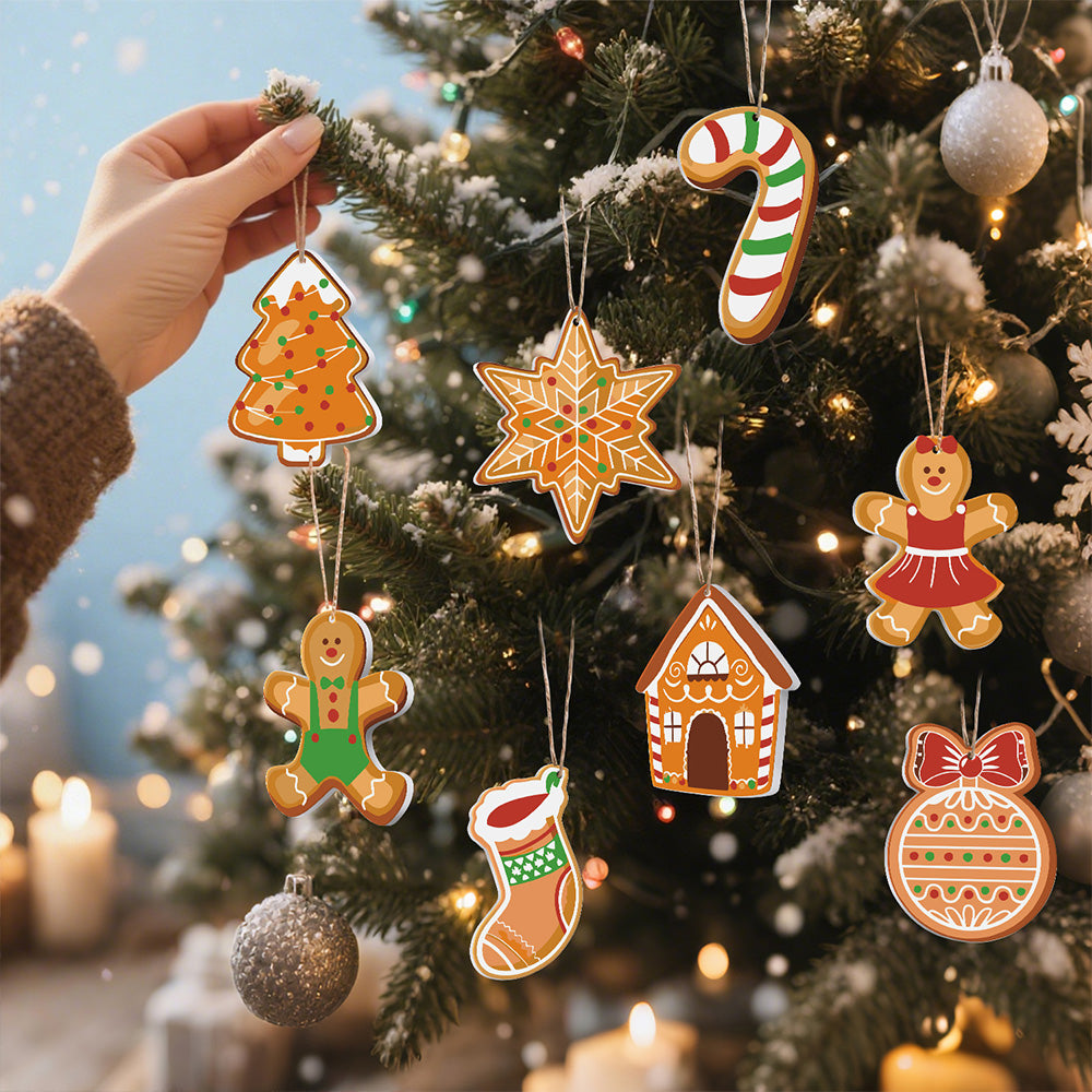 8 Stuks Kerstversiering Schilderen op Nummers | Peperkoekmannetje Set