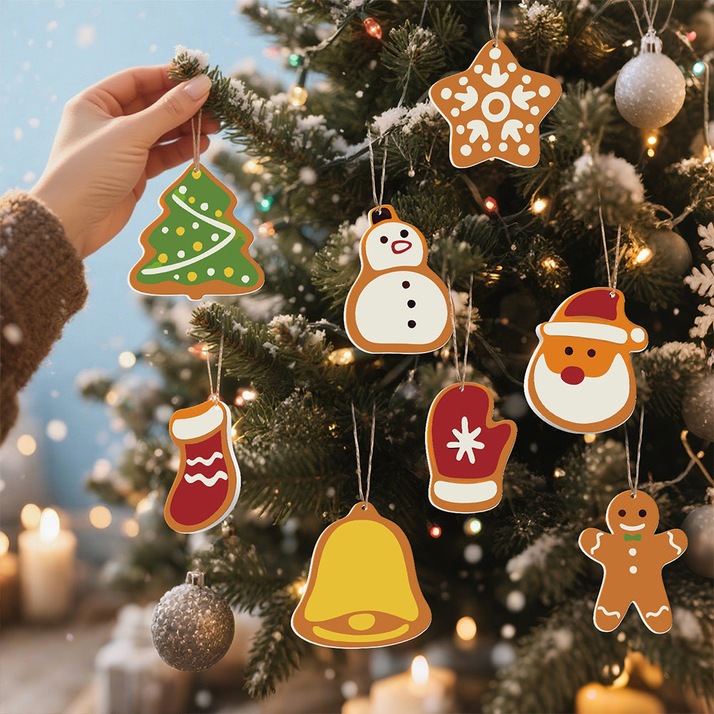 8 Stuks Kerstversiering Schilderen op Nummers | Sneeuwpop en Sneeuwvlokken Set