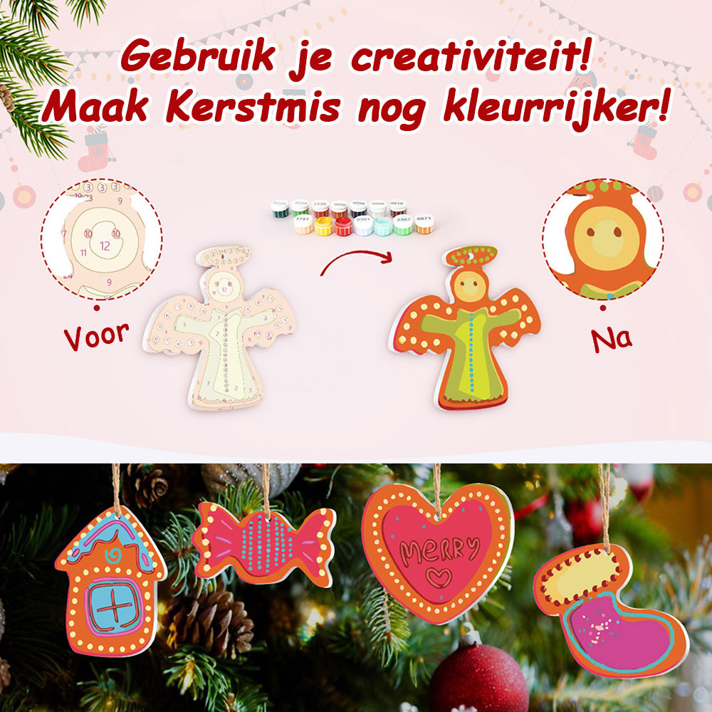 8 Stuks Kerstversiering Schilderen op Nummers | Snoep en Hart Set