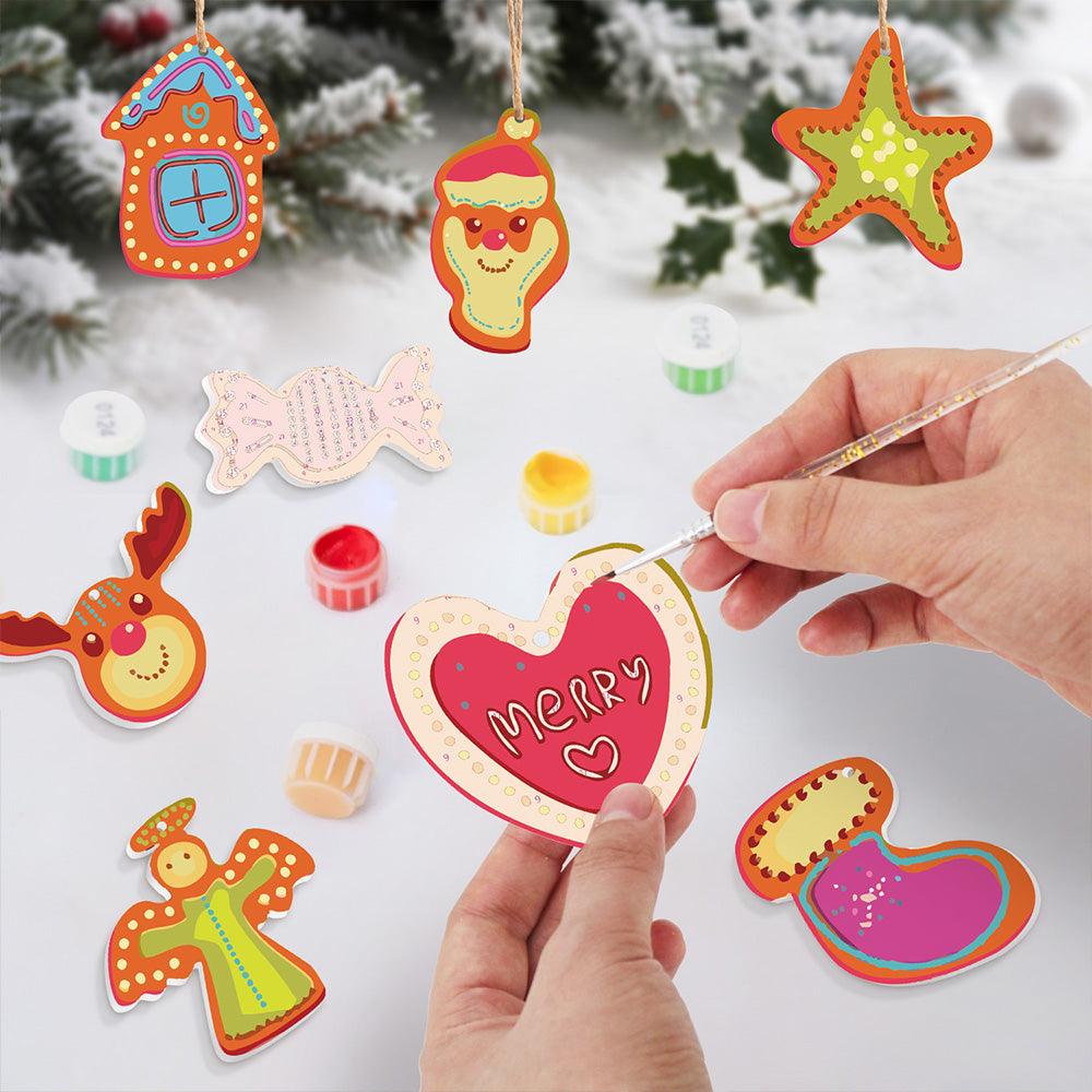 8 Stuks Kerstversiering Schilderen op Nummers | Snoep en Hart Set