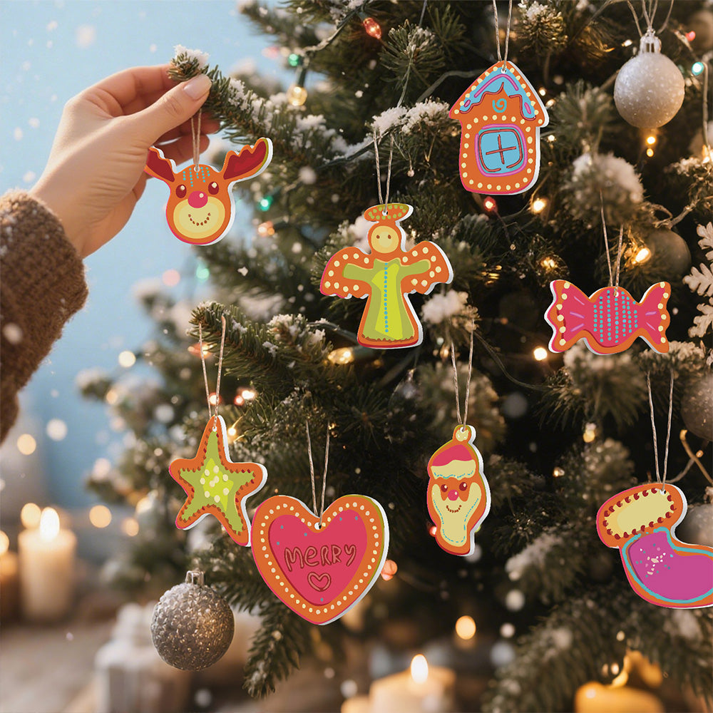 8 Stuks Kerstversiering Schilderen op Nummers | Snoep en Hart Set