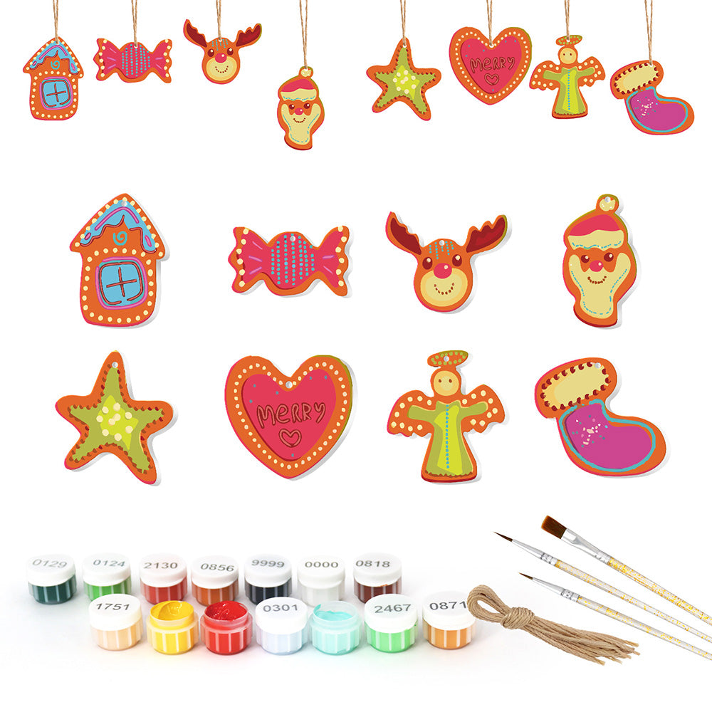 8 Stuks Kerstversiering Schilderen op Nummers | Snoep en Hart Set
