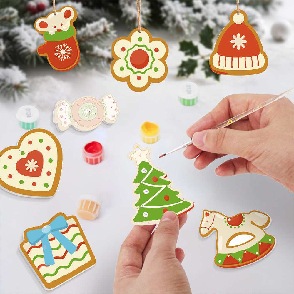 8 Stuks Kerstversiering Schilderen op Nummers | Snoep en Houten Hobbelpaard Set