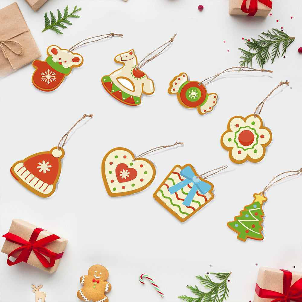 8 Stuks Kerstversiering Schilderen op Nummers | Snoep en Houten Hobbelpaard Set