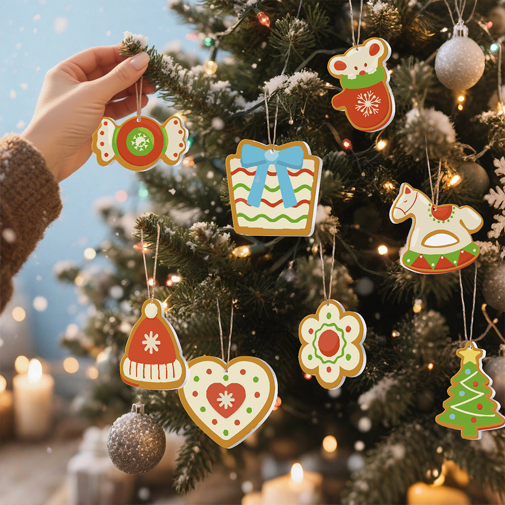 8 Stuks Kerstversiering Schilderen op Nummers | Snoep en Houten Hobbelpaard Set
