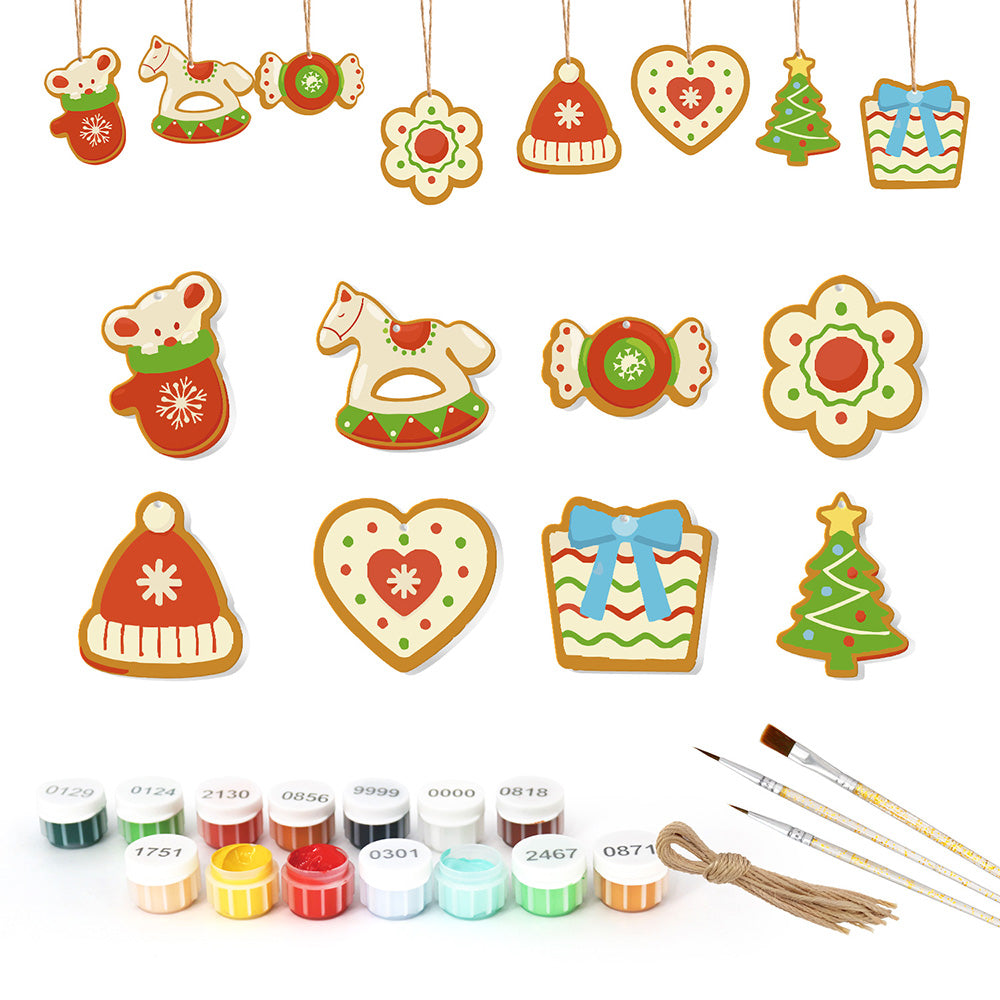 8 Stuks Kerstversiering Schilderen op Nummers | Snoep en Houten Hobbelpaard Set