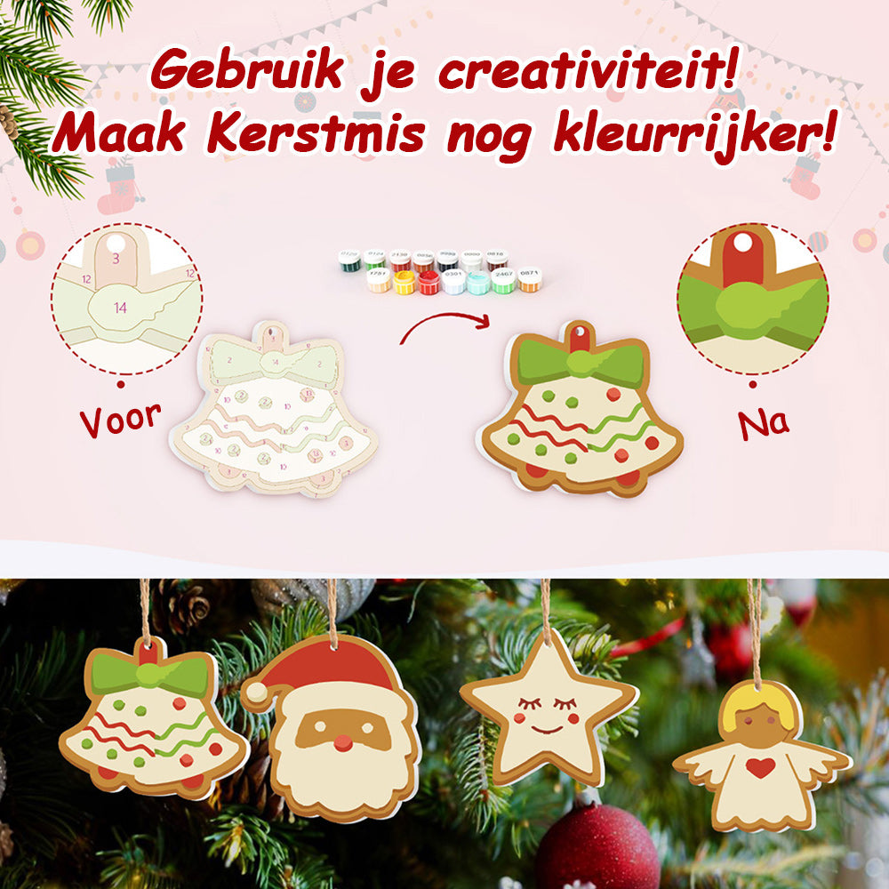 8 Stuks Kerstversiering Schilderen op Nummers | Snoep en Sneeuwpop Set