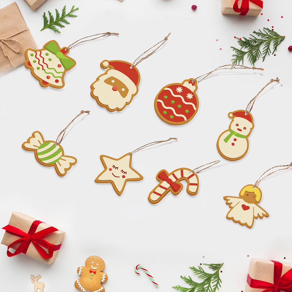 8 Stuks Kerstversiering Schilderen op Nummers | Snoep en Sneeuwpop Set