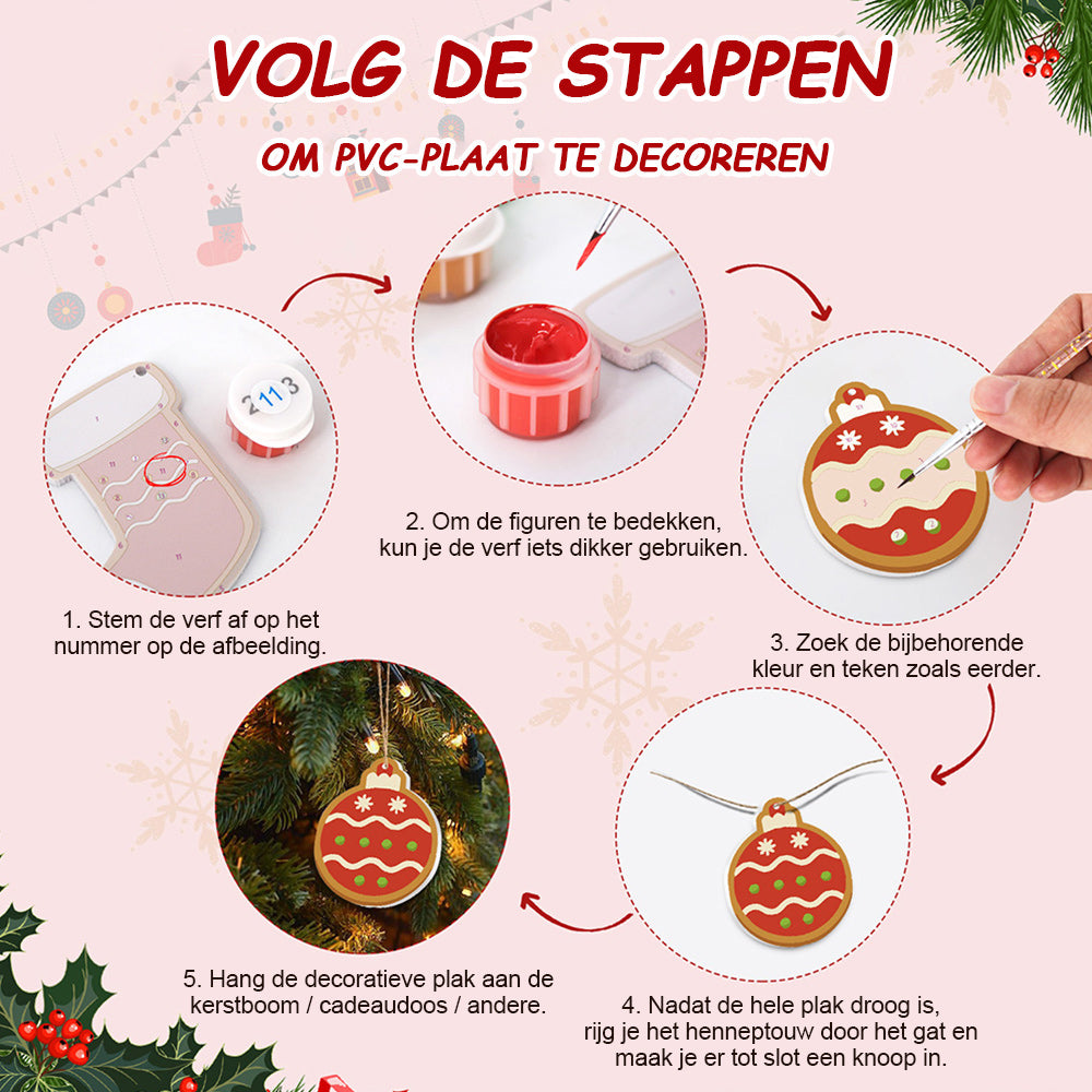 8 Stuks Kerstversiering Schilderen op Nummers | Snoep en Sneeuwpop Set