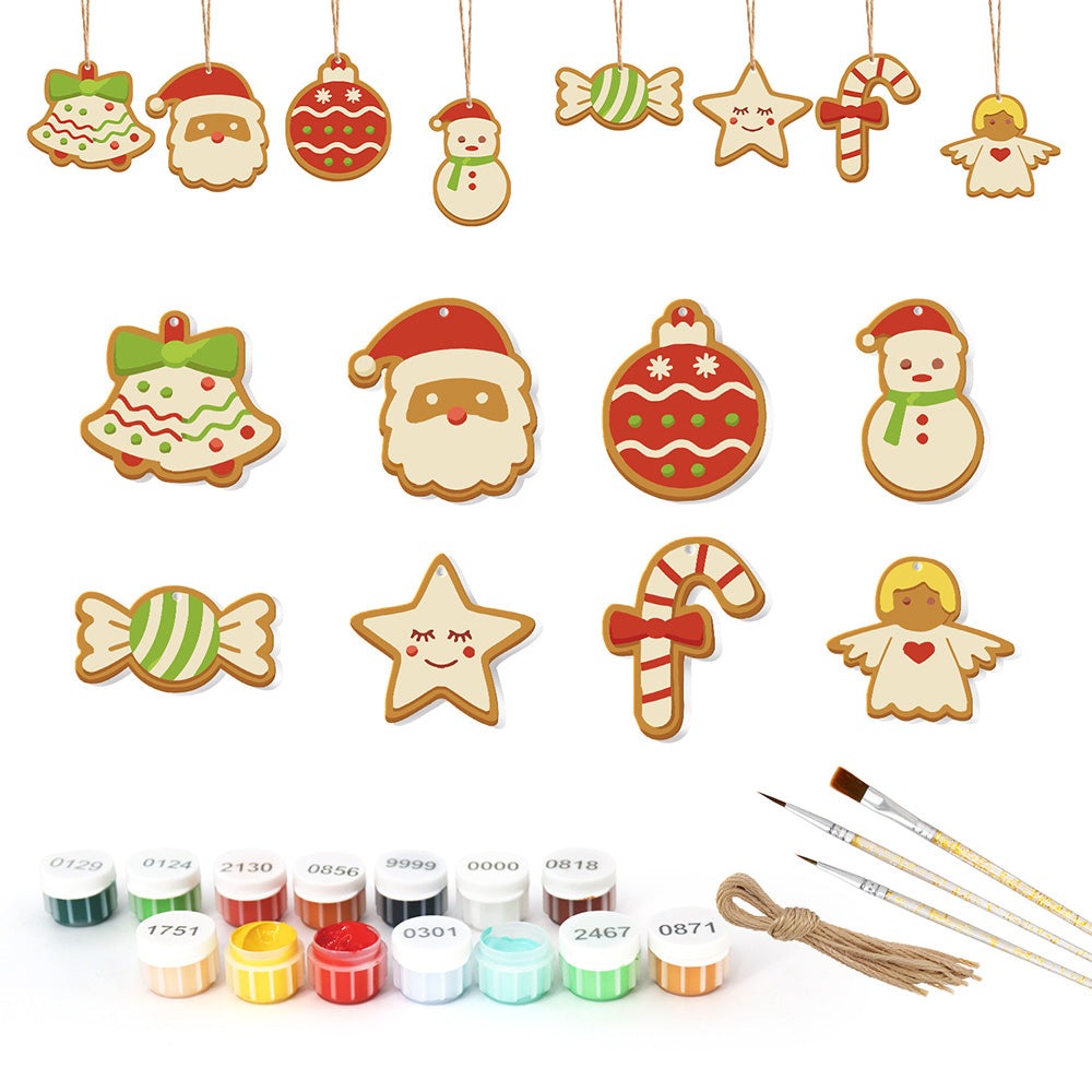 8 Stuks Kerstversiering Schilderen op Nummers | Snoep en Sneeuwpop Set