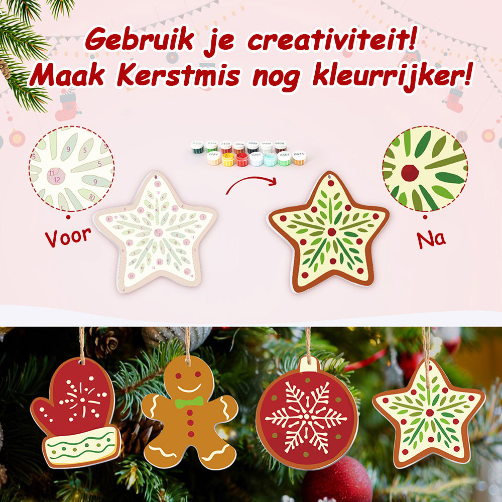 8 Stuks Kerstversiering Schilderen op Nummers | Winteruitrusting Set