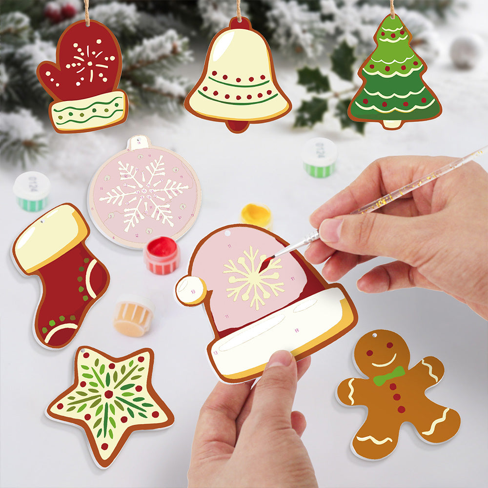 8 Stuks Kerstversiering Schilderen op Nummers | Winteruitrusting Set