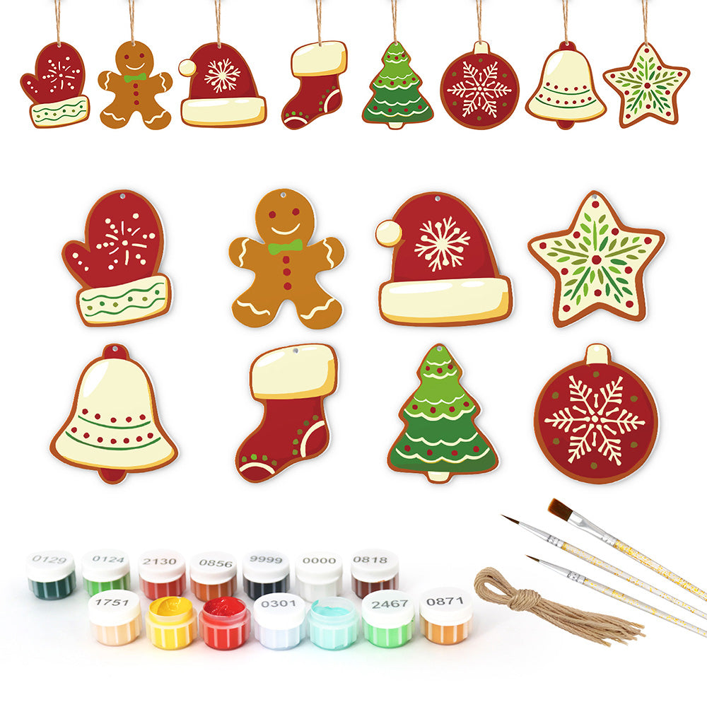 8 Stuks Kerstversiering Schilderen op Nummers | Winteruitrusting Set