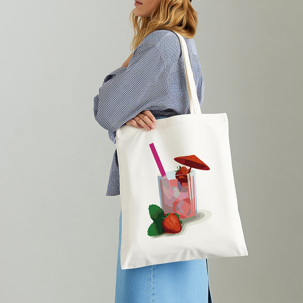 Aardbeismaak Cocktail Canvas Tote Bag Schilderen op Nummers