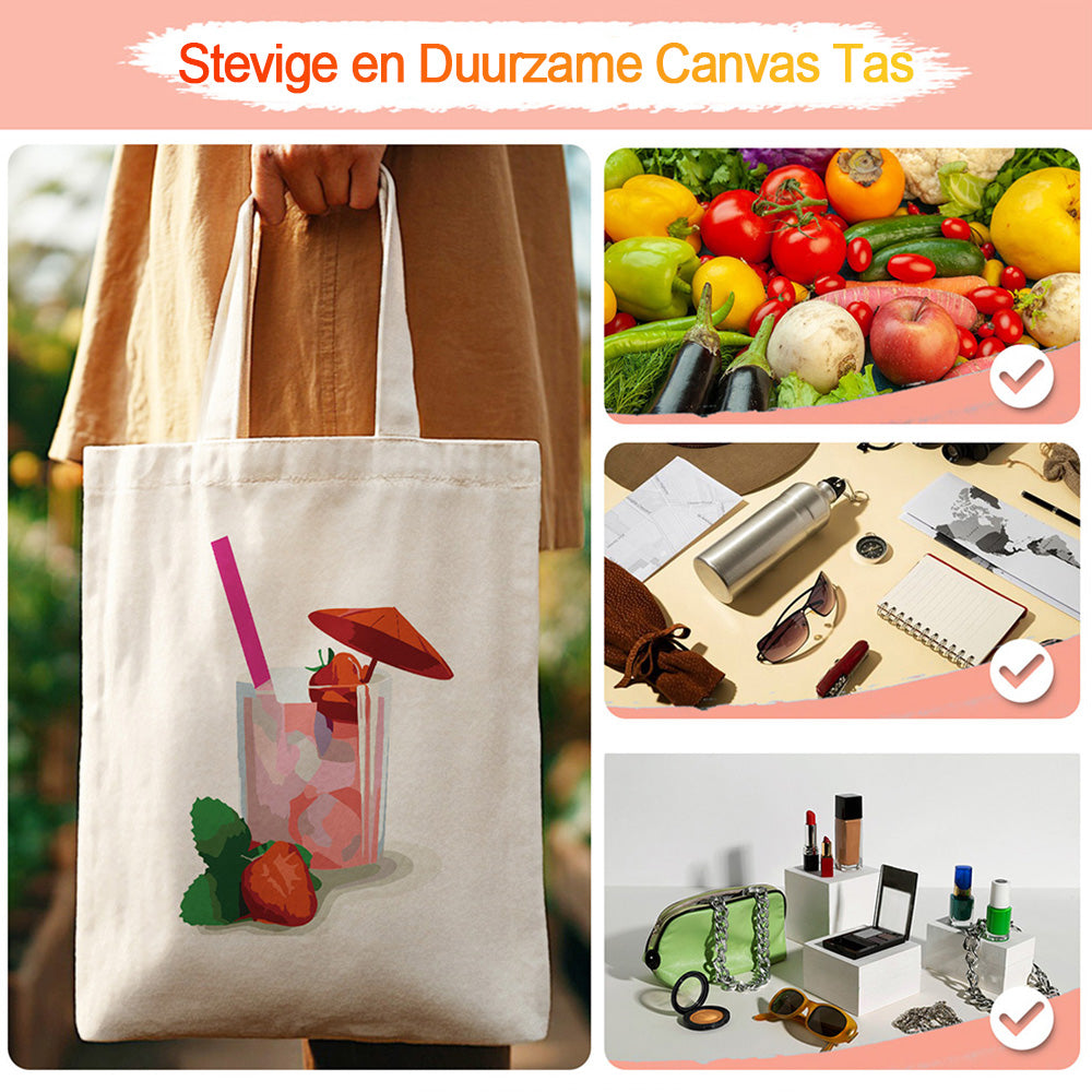 Aardbeismaak Cocktail Canvas Tote Bag Schilderen op Nummers