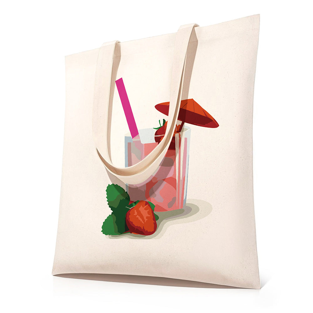 Aardbeismaak Cocktail Canvas Tote Bag Schilderen op Nummers