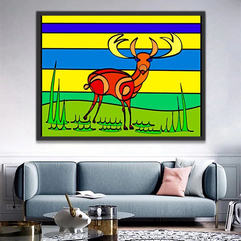 Abstract Cartoon Eland Schilderen op Nummers Kinderen