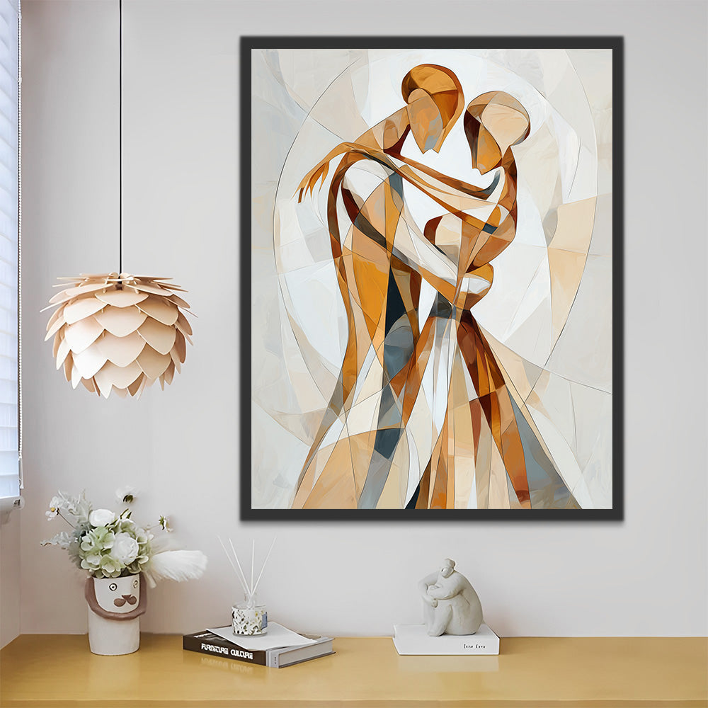 Abstract Dansend Koppel dat Elkaar Omhelst Schilderen op Nummers