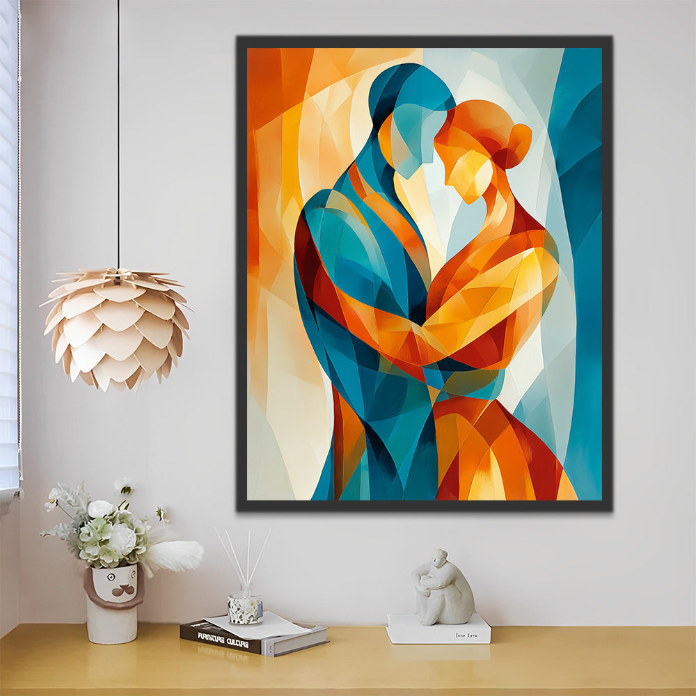 Abstract Koppel dat Elkaar Omhelst Schilderen op Nummers