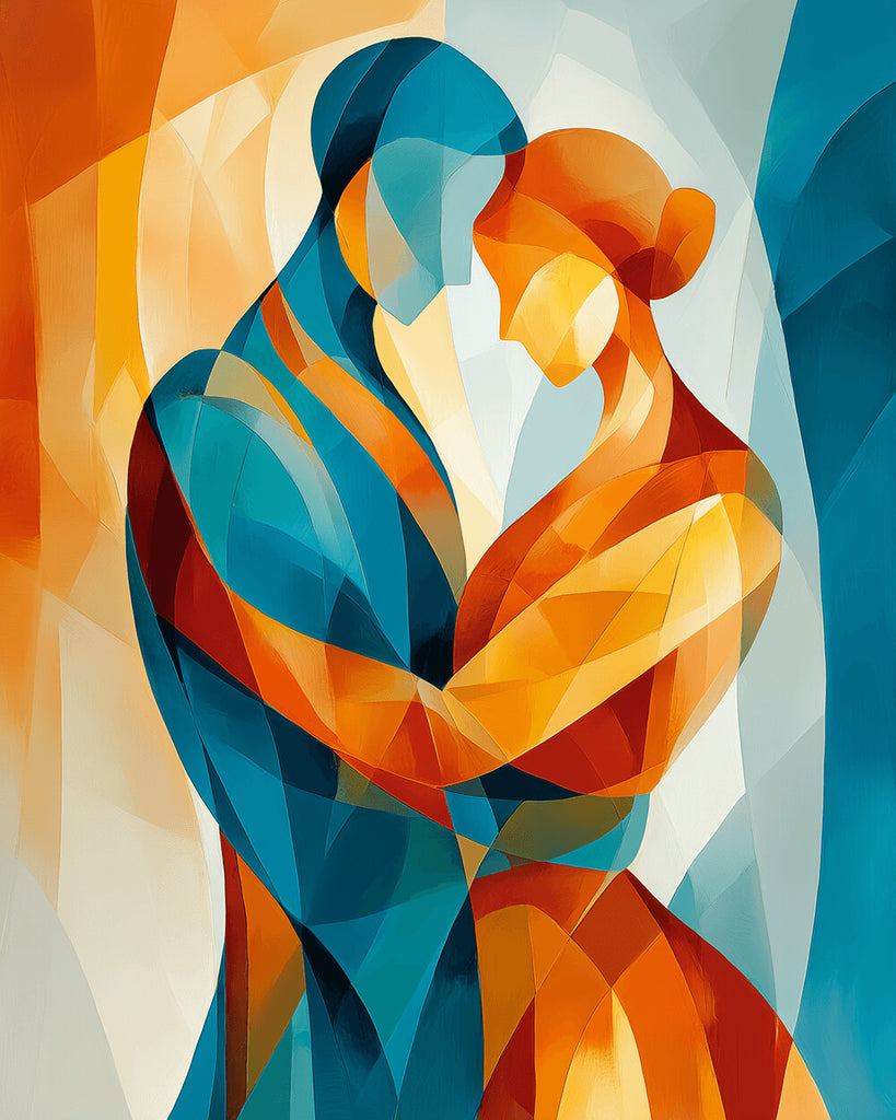 Abstract Koppel dat Elkaar Omhelst Schilderen op Nummers