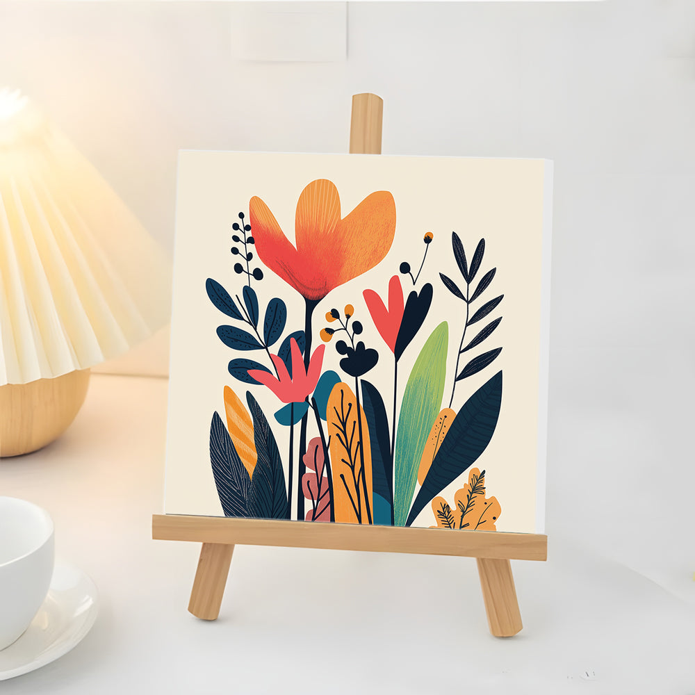 Abstracte Bloemen en Groen Mini Schilderen op Nummers