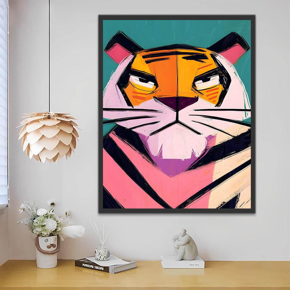 Abstracte Stijl Cartoon Tijger Schilderen op Nummers