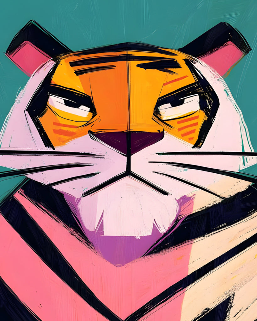 Abstracte Stijl Cartoon Tijger Schilderen op Nummers