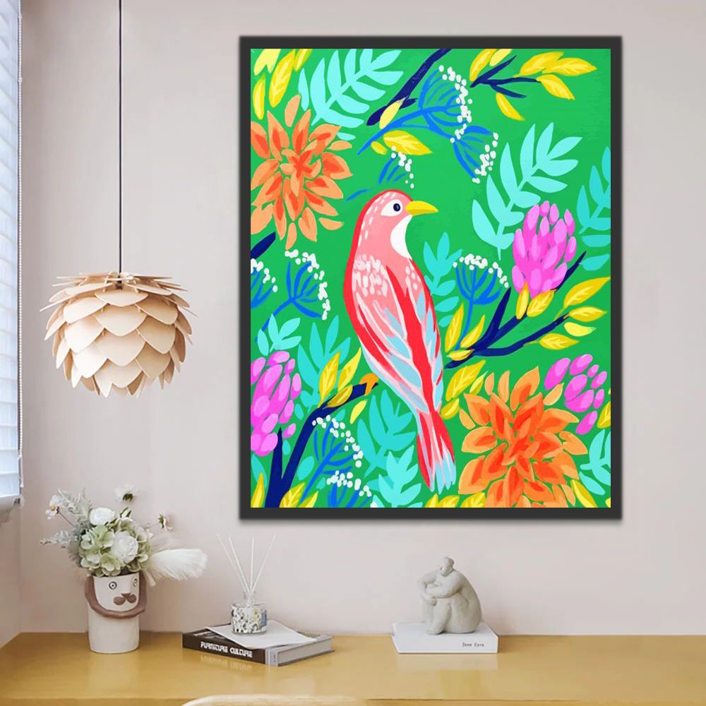 Abstracte Vogel en Bladeren Schilderen op Nummers Kinderen