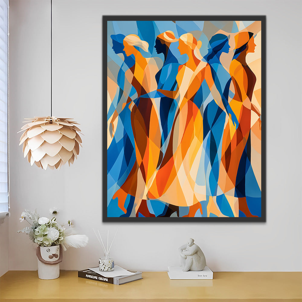 Abstracte Vrouwen die Wandelen Schilderen op Nummers