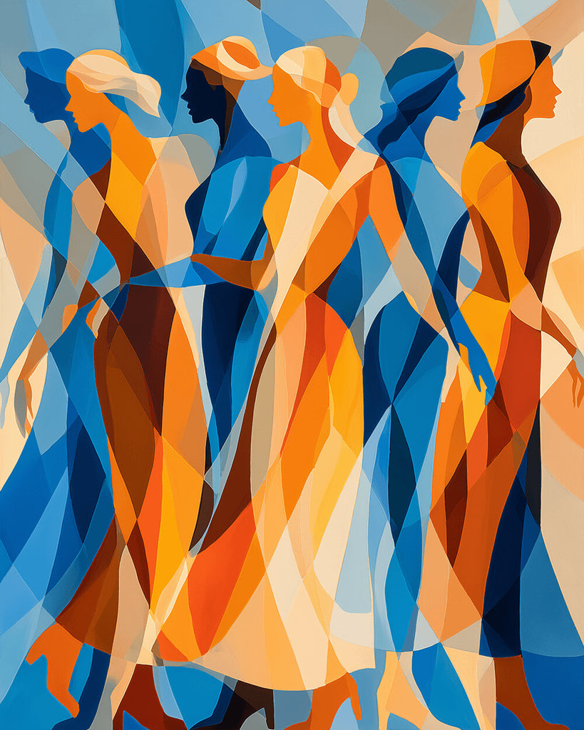 Abstracte Vrouwen die Wandelen Schilderen op Nummers