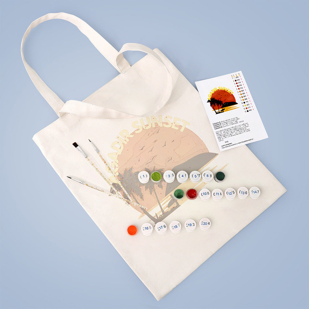 Agadir Zonsondergang Canvas Tote Bag Schilderen op Nummers