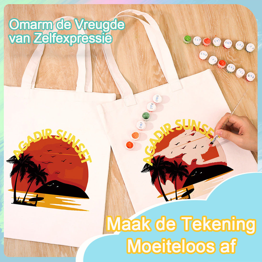 Agadir Zonsondergang Canvas Tote Bag Schilderen op Nummers