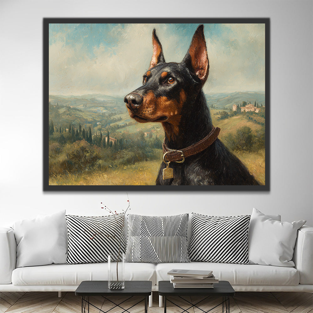 Alerte Dobermann in het Platteland Schilderen op Nummers