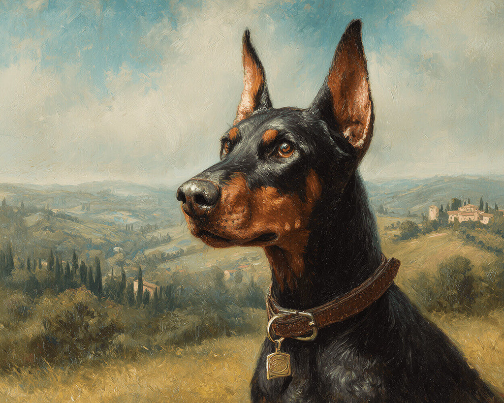 Alerte Dobermann in het Platteland Schilderen op Nummers