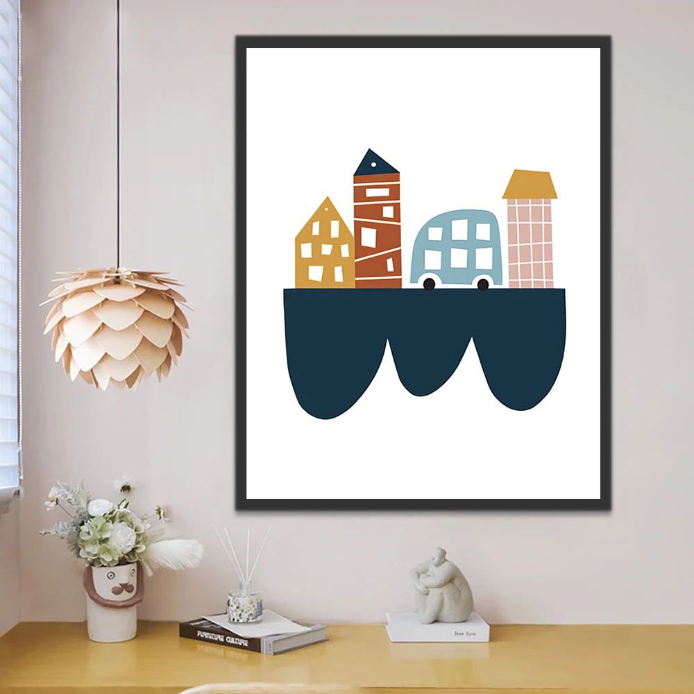 Architectuur Cartoon Kinderen Schilderen op Nummers